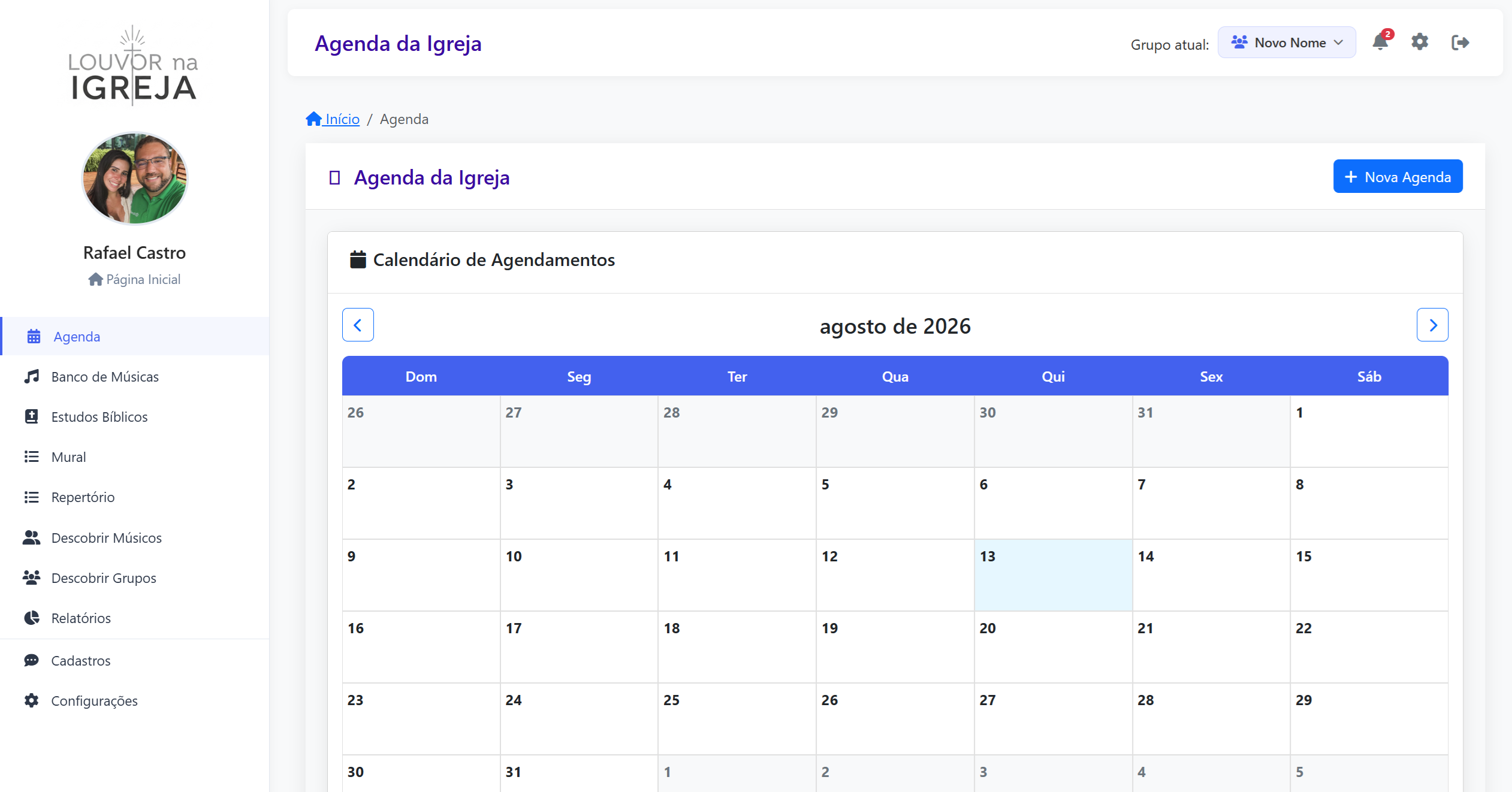 Agenda geral e agenda das equipes